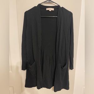 LOFT black cardigan, petite large, with 2 pockets in front.